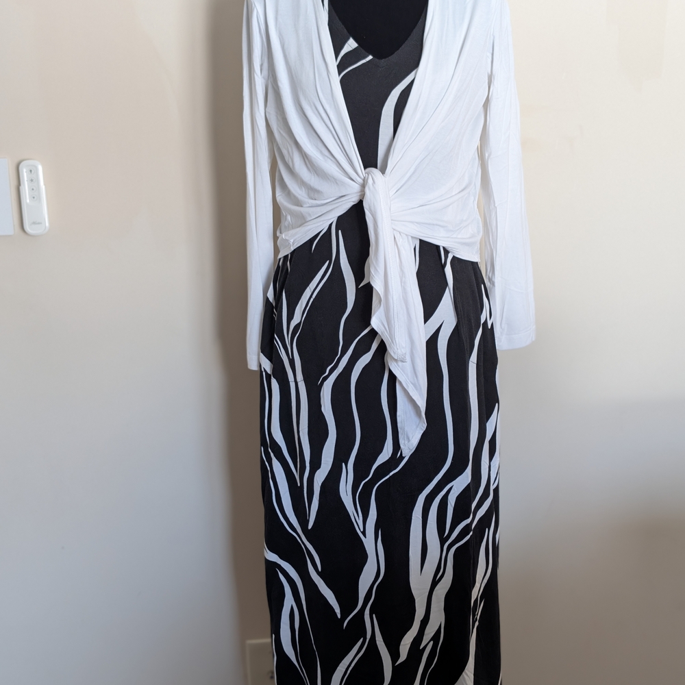 Belle by Kim Gravel 2-Pc Set Abstract Zebra Maxi Dress & Tie Shrug XXSP